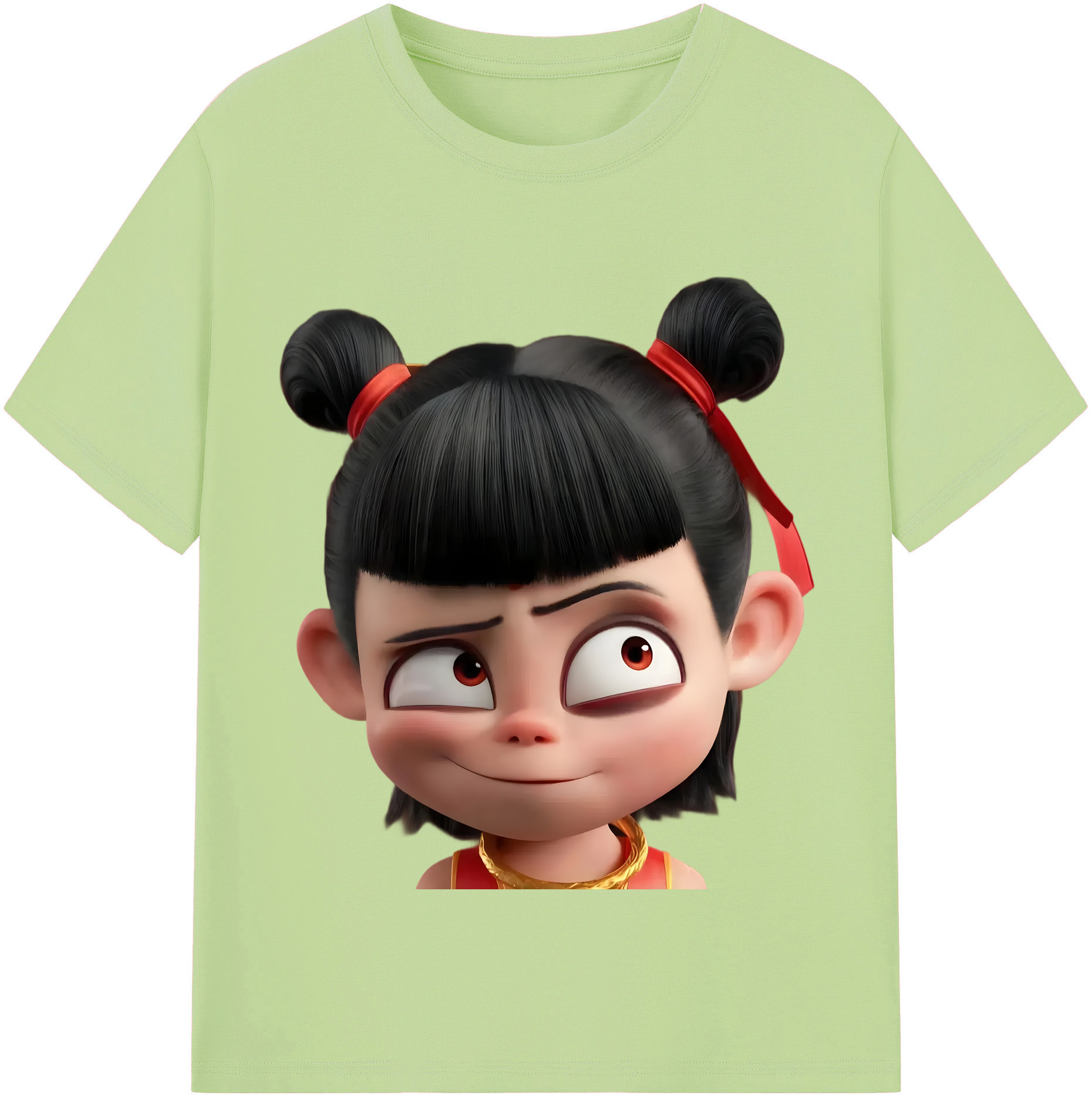 （画像用） Ne Zha 2 ナタ 魔童の大暴れ 綿100％半袖Tシャツ（フロントプリント）